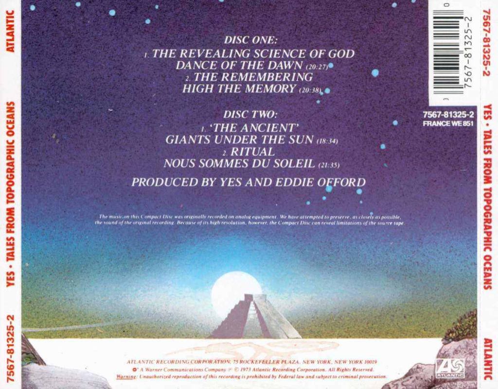 Tales From Topographic Oceans - Yes (CD - 81) music collectible [Barcode 075678132520] - Main Image 2