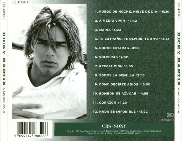 A Medio Vivir - Ricky Martin (CD - 57) music collectible [Barcode 037628165125] - Main Image 2