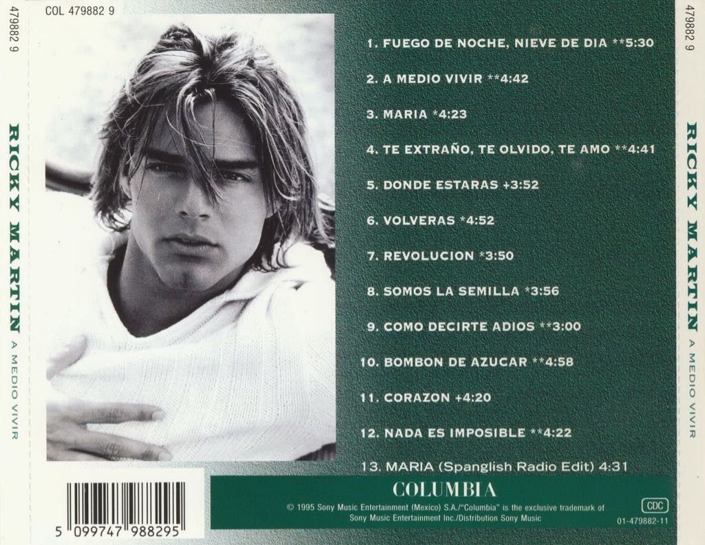 A Medio Vivir - Ricky Martin (CD - 57) music collectible [Barcode 5099747988264] - Main Image 2