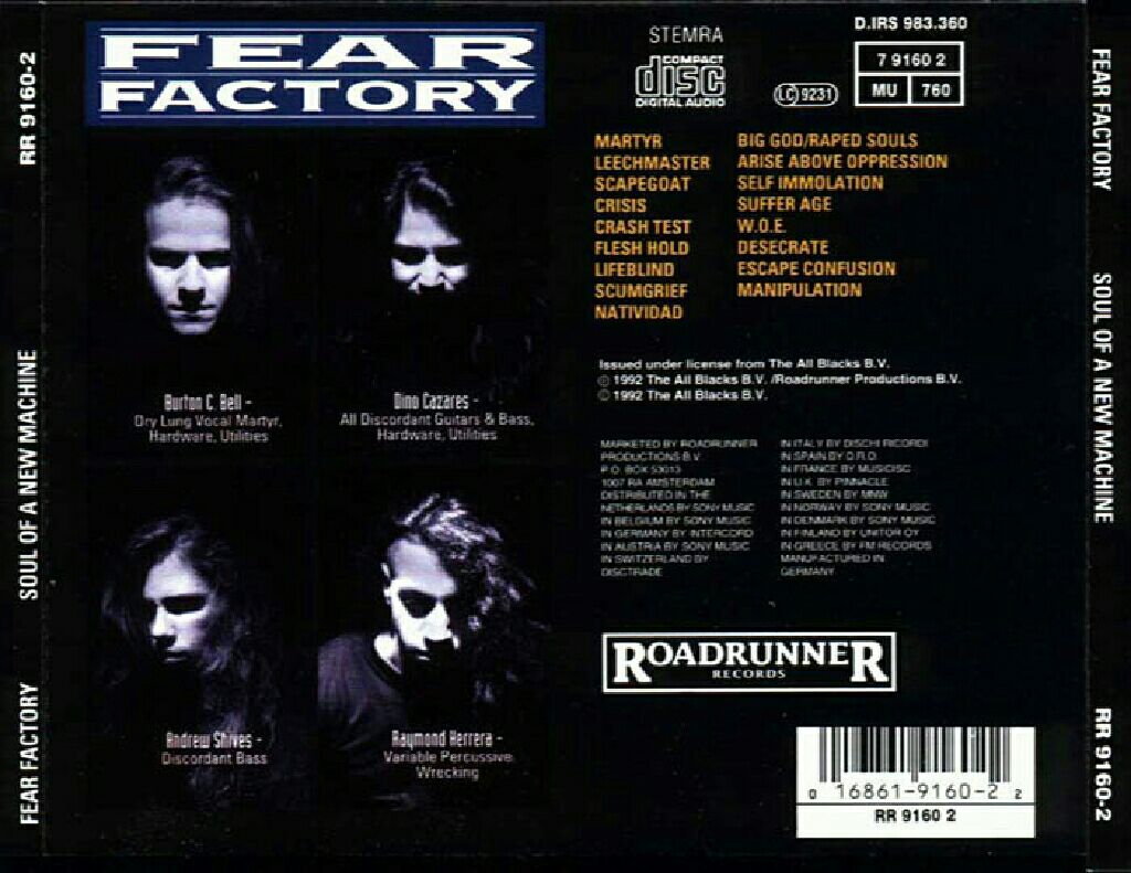 Soul Of A New Machine - Fear Factory (CD) music collectible [Barcode 016861916022] - Main Image 2