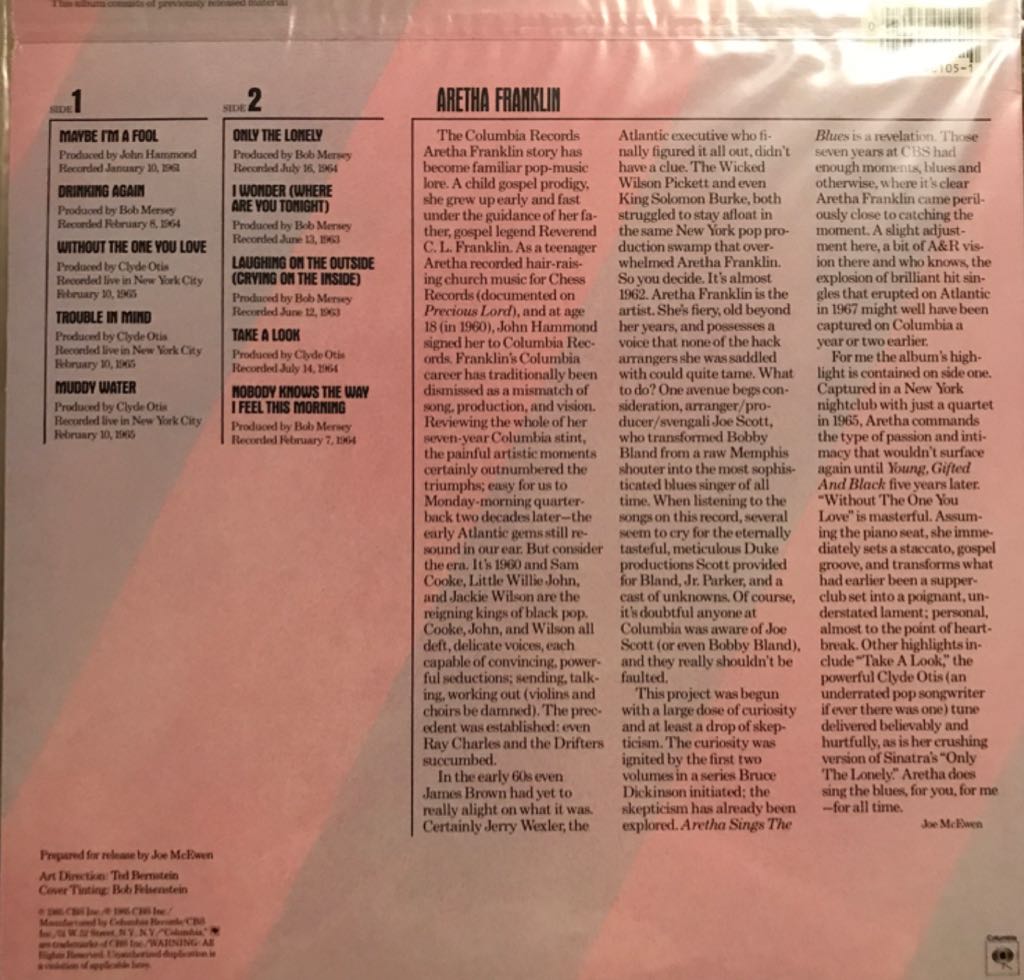 Aretha Sings the Blues - Aretha Franklin (12”) music collectible [Barcode 074644010510] - Main Image 2