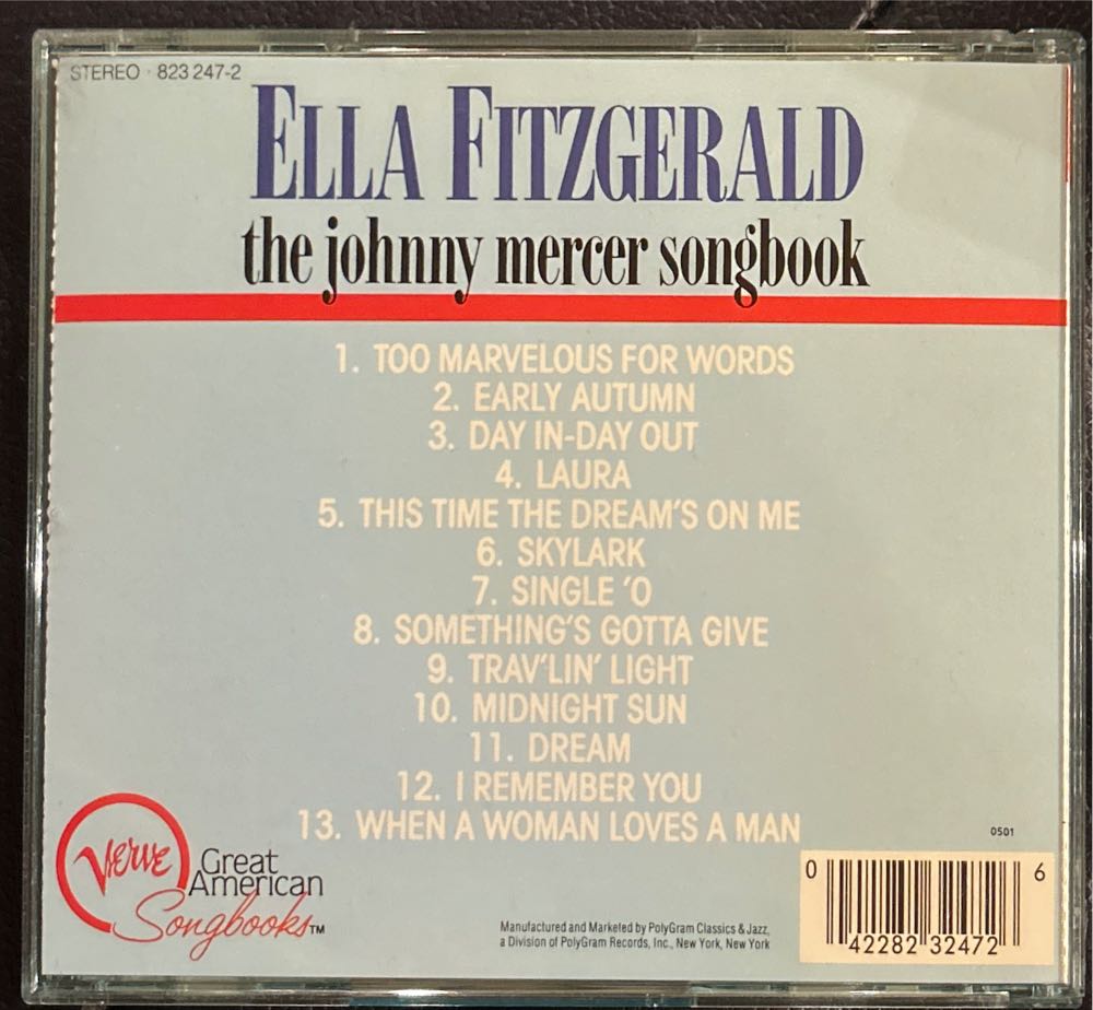 Sings The Johnny Mercer Song Book By Ella FitzgeraldNov-Verve - Ella Fitzgerald (CD) music collectible [Barcode 042282324726] - Main Image 2