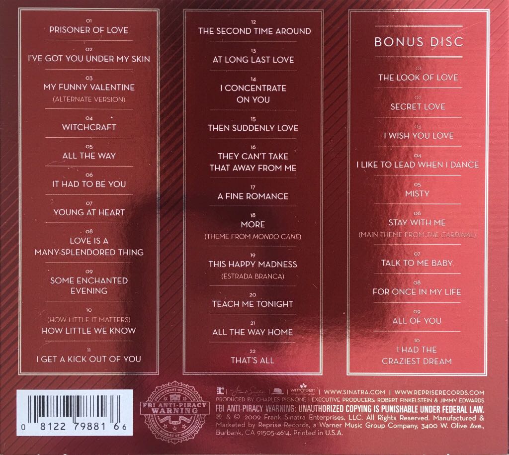 Seduction: Sinatra Sings of Love (Deluxe) - Frank Sinatra (CD - 82) music collectible [Barcode 081227988166] - Main Image 2