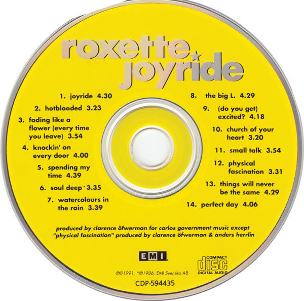 Joyride - Roxette (VinylDisc (vinyl CD) - 56) music collectible [Barcode 020831419529] - Main Image 3