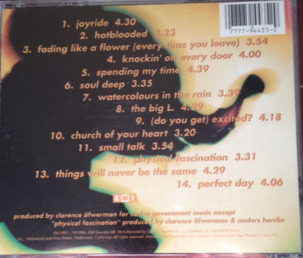 Joyride - Roxette (CD - 59:03) music collectible [Barcode 077779443529] - Main Image 2