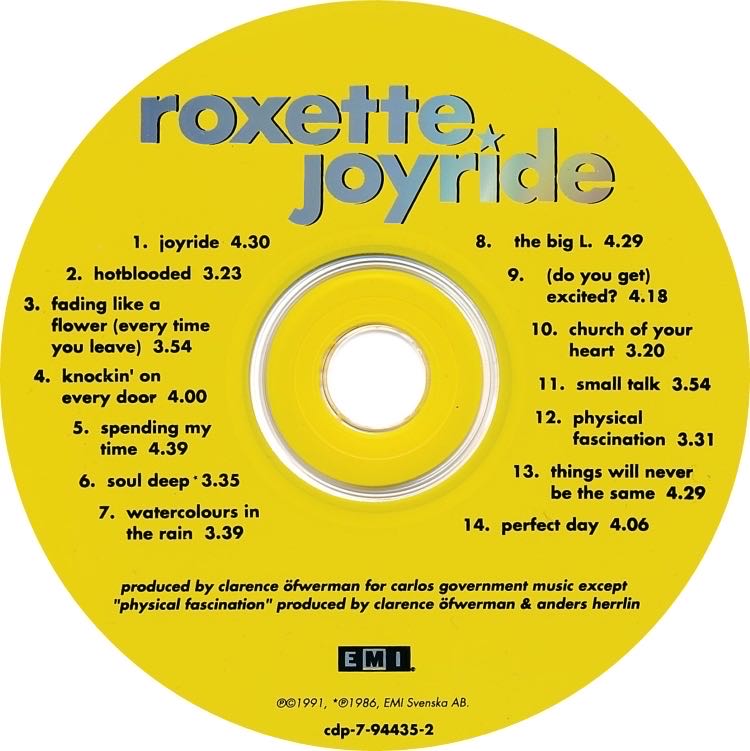 Joyride - Roxette (CD - 59:03) music collectible [Barcode 077779443529] - Main Image 3