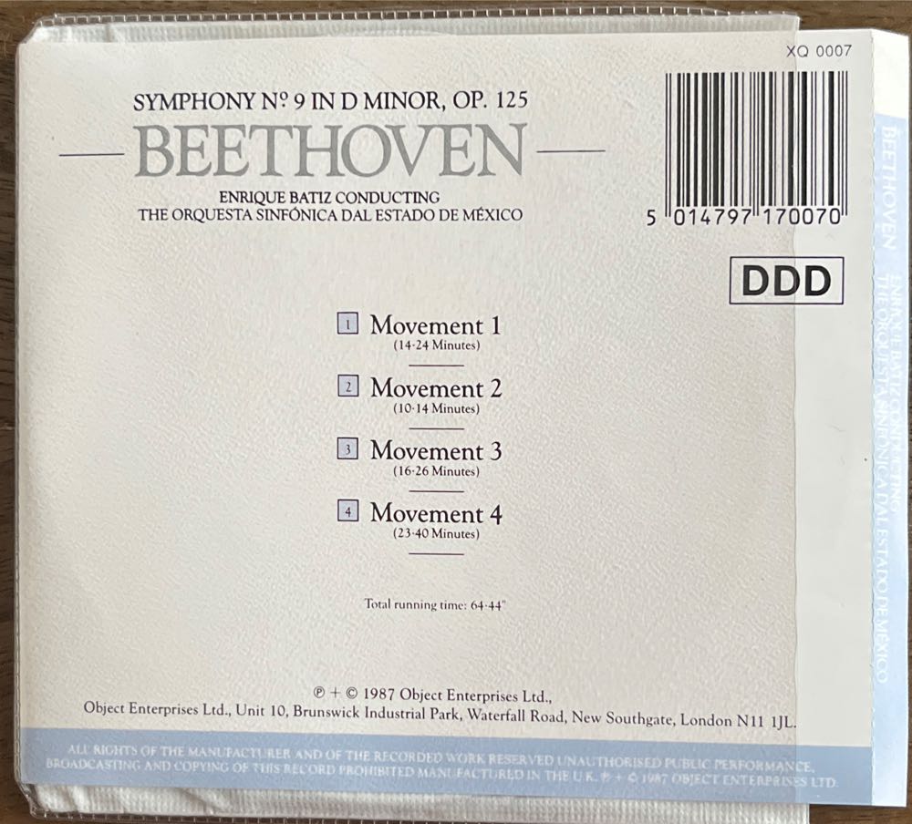 Symphony No 9 - Enrique Batiz (CD) music collectible [Barcode 5014797170070] - Main Image 2