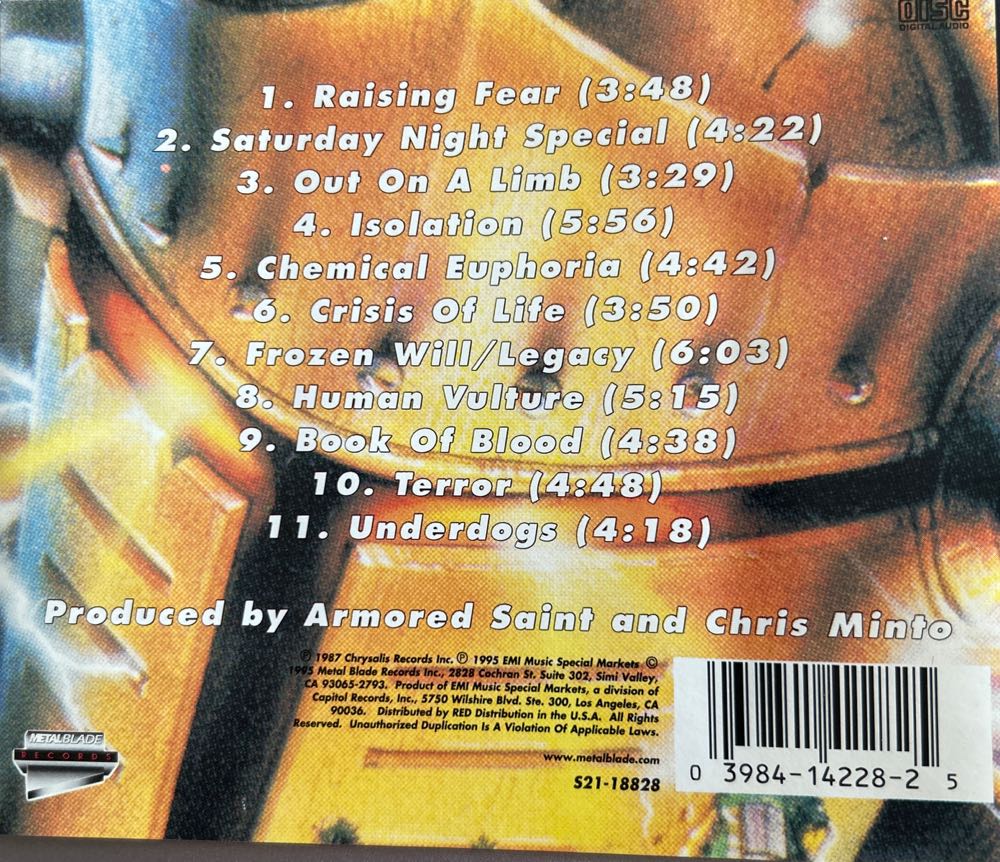 Raising Fear - Armored Saint (CD) music collectible [Barcode 039841422825] - Main Image 2