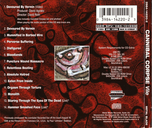 Cannibal Corpse - Vile - Cannibal Corpse (CD) music collectible [Barcode 039241480425] - Main Image 2