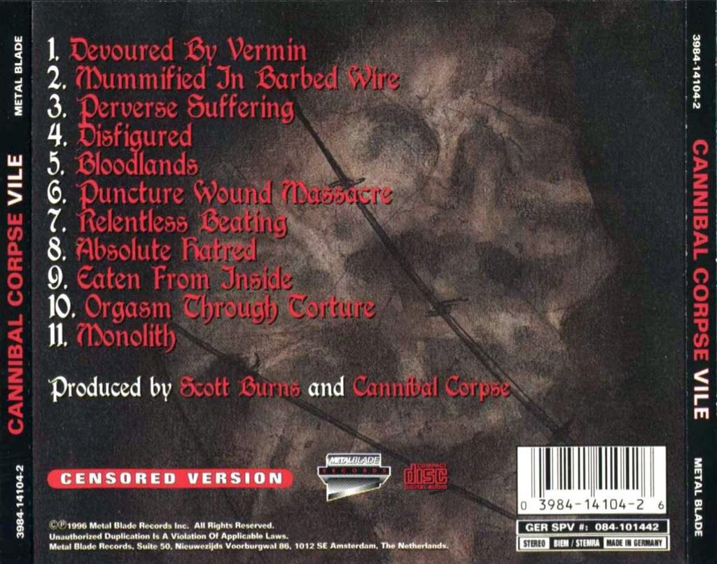 Vile - Cannibal Corpse (CD) music collectible [Barcode 739841420424] - Main Image 2