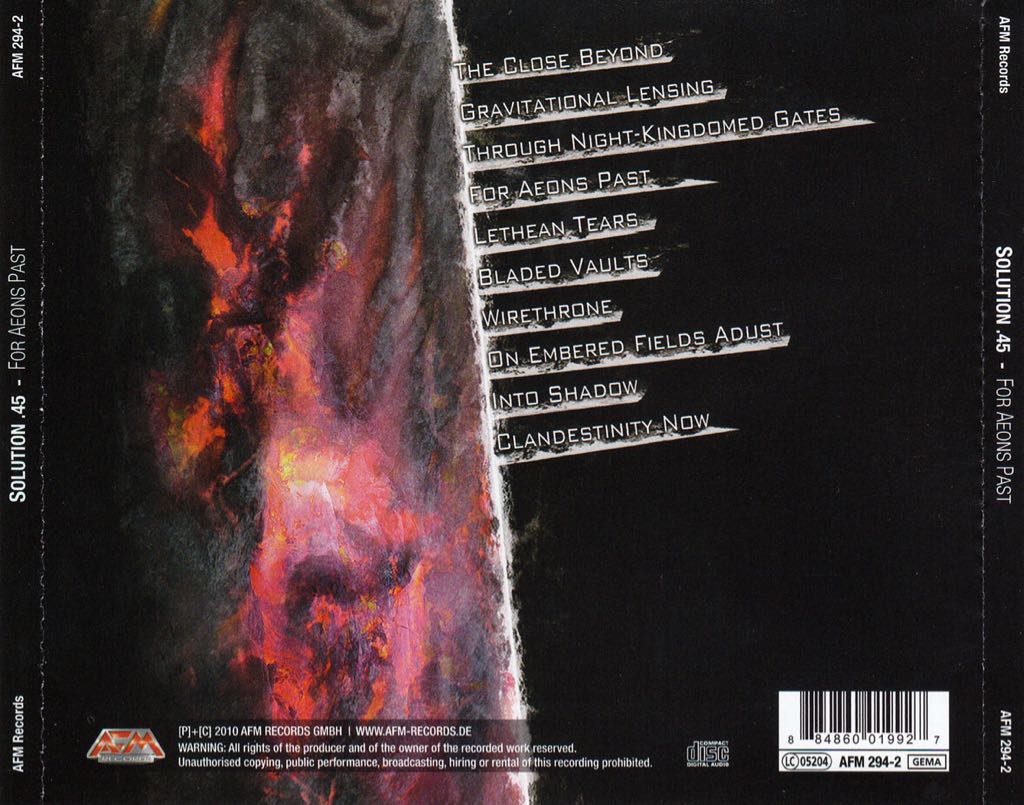 For Aeons Past - Solution .45 (CD) music collectible [Barcode 884860019927] - Main Image 2