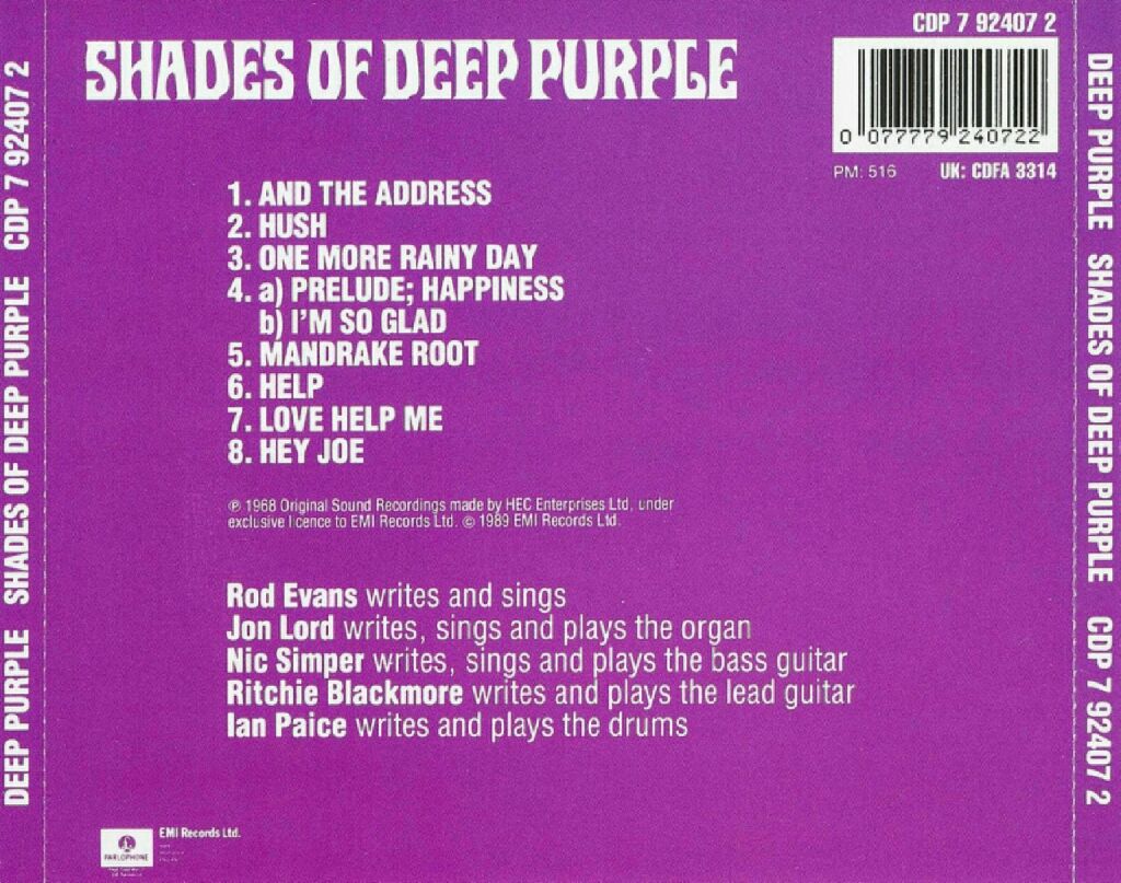 Shades Of Deep Purple - Deep Purple (CD) music collectible [Barcode 724349833623] - Main Image 2