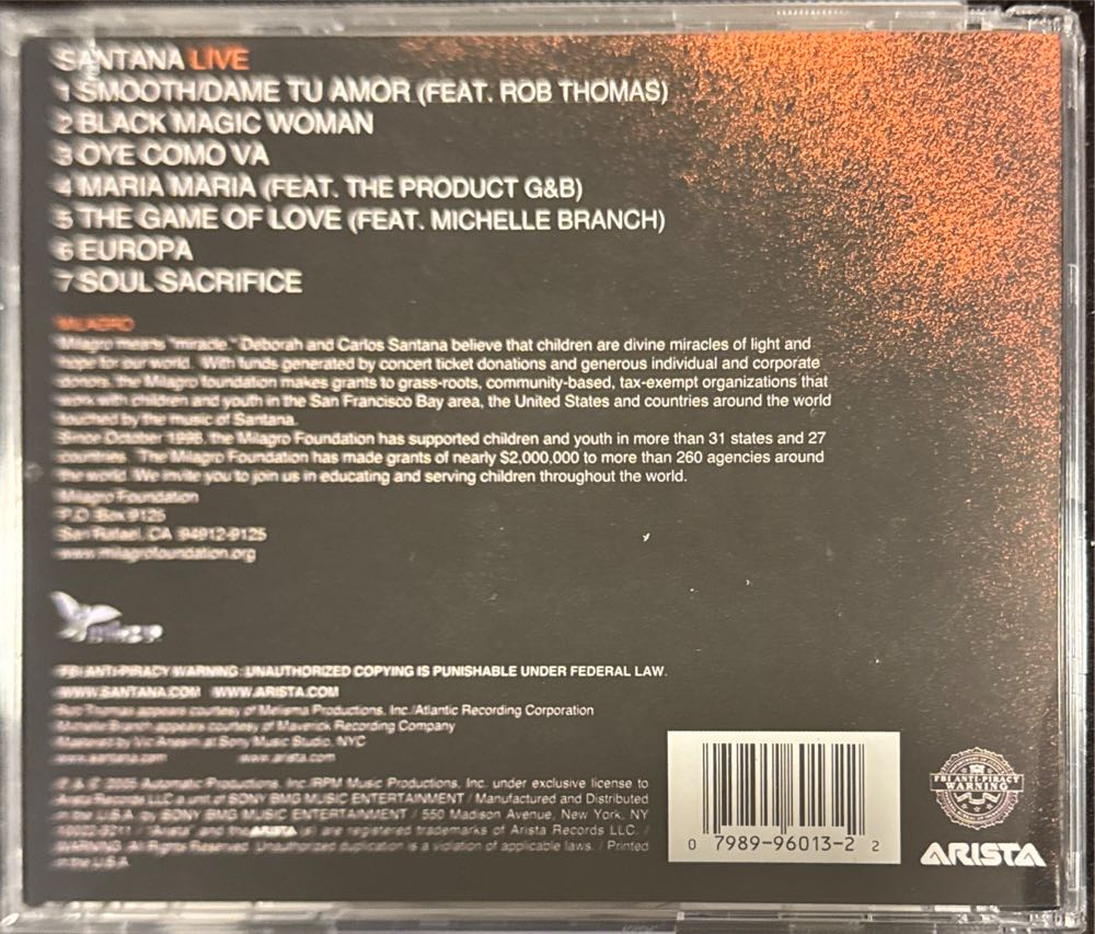 Santana Live - Santana (CD) music collectible [Barcode 079899601322] - Main Image 2