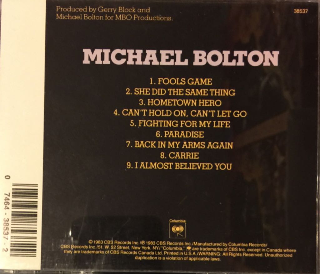 Michael Bolton - Bolton Michael (CD) music collectible [Barcode 074643853729] - Main Image 2