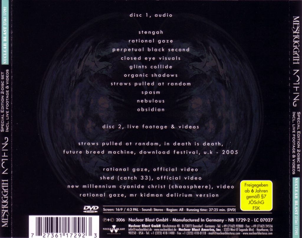 Nothing - Meshuggah (CD) music collectible [Barcode 727361172909] - Main Image 2