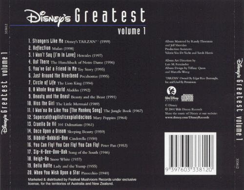 Disneys Greatest Hits# 1 - Various - Disney (CD) music collectible [Barcode 094634124621] - Main Image 2