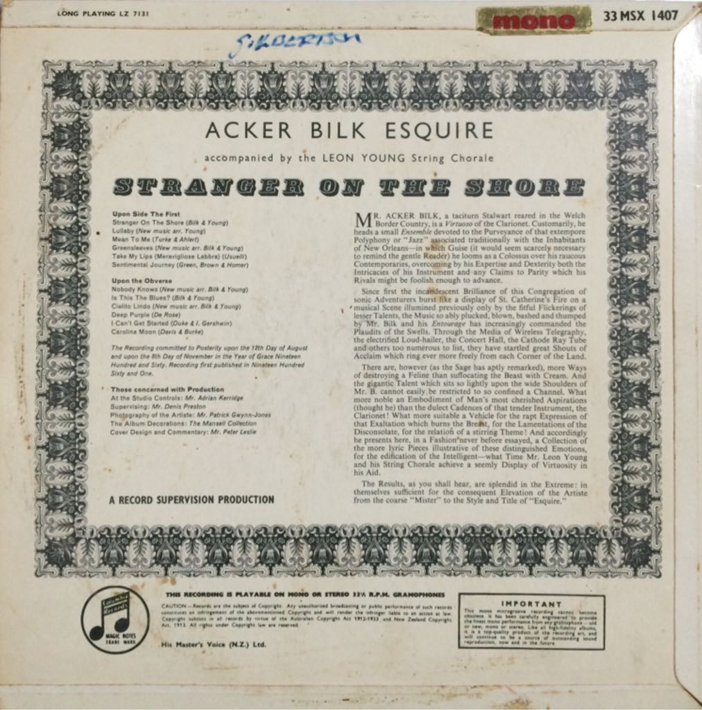 Stranger on the Shore - Acker Bilk (12”) music collectible - Main Image 2