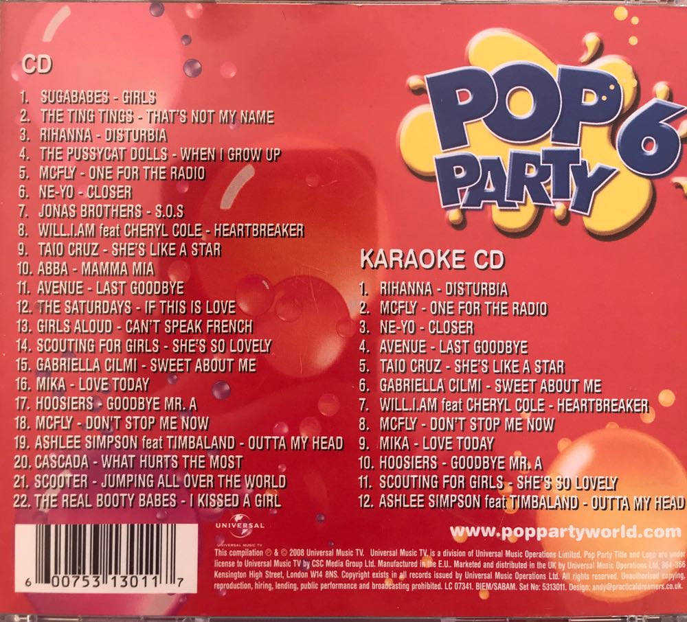 Pop Party 6 - Various Artists (CD) music collectible [Barcode 600753130117] - Main Image 2