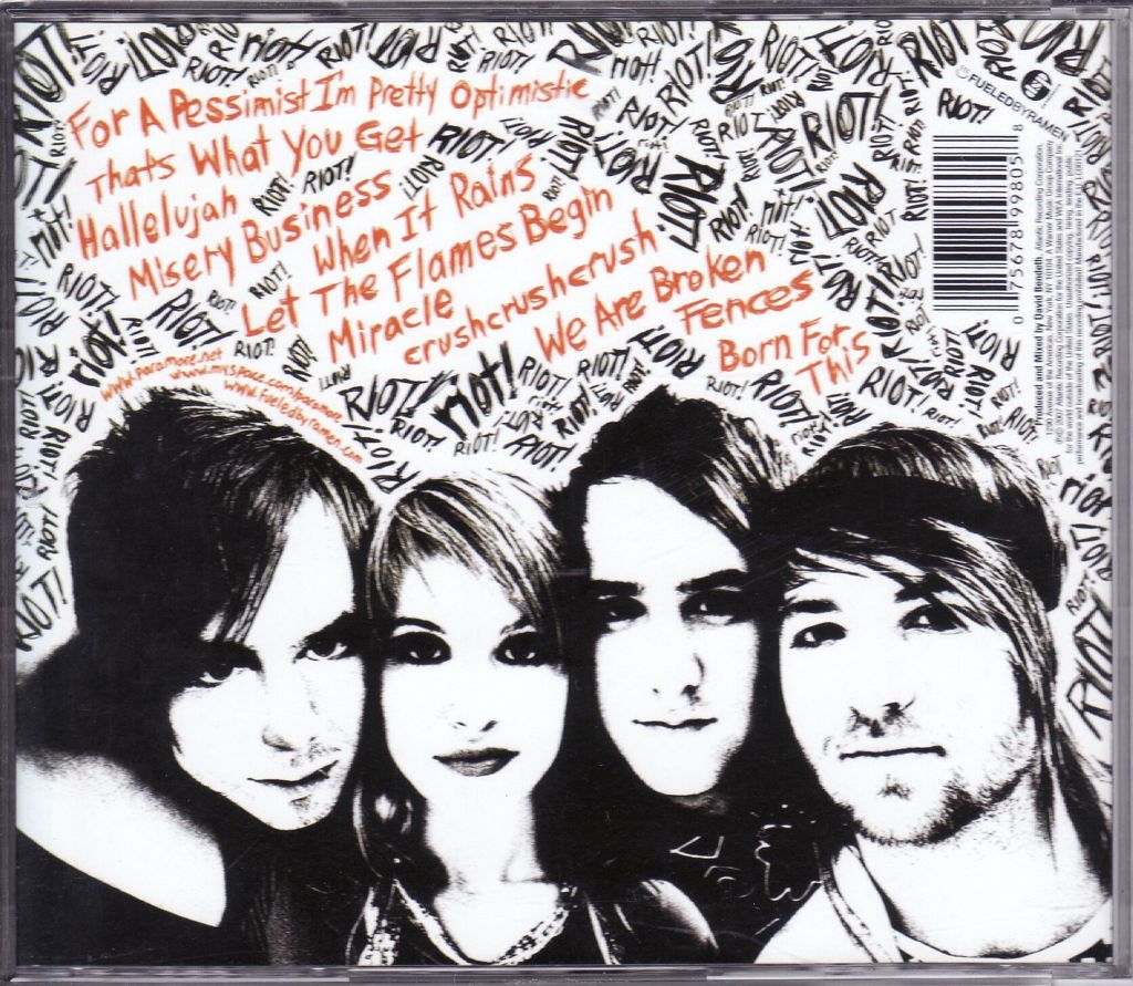 Riot! - Paramore (CD - 39) music collectible [Barcode 075678998058] - Main Image 2