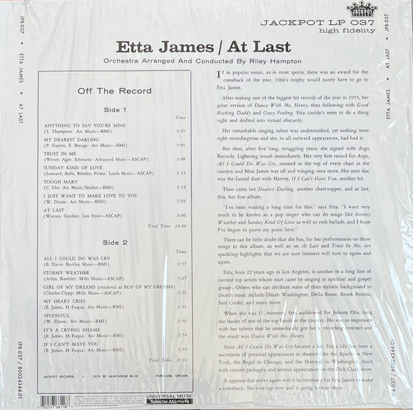 At Last! - James, Etta (12”) music collectible [Barcode 602547681188] - Main Image 2