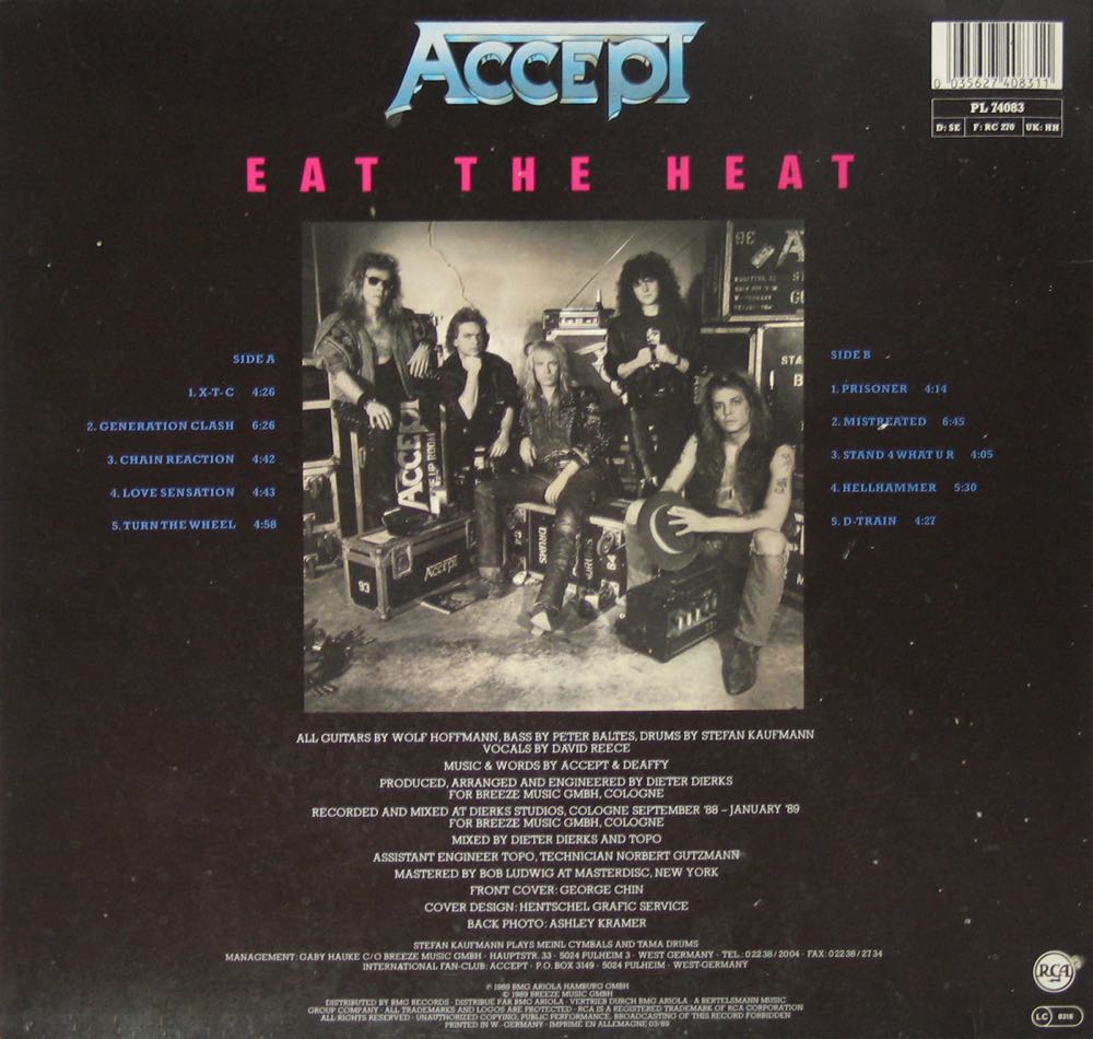 Eat The Heat - Accept (Cassette) music collectible [Barcode 074644436846] - Main Image 2