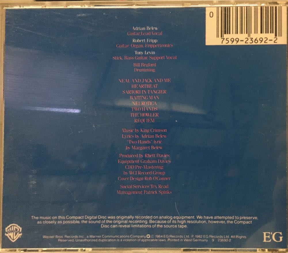 Beat - King Crimson (12” - 35) music collectible [Barcode 075992369220] - Main Image 2