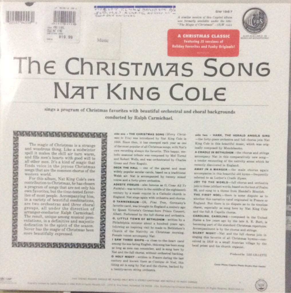 Christmas Song, The - Cole, Nat King (12” - 32) music collectible [Barcode 602537945580] - Main Image 2