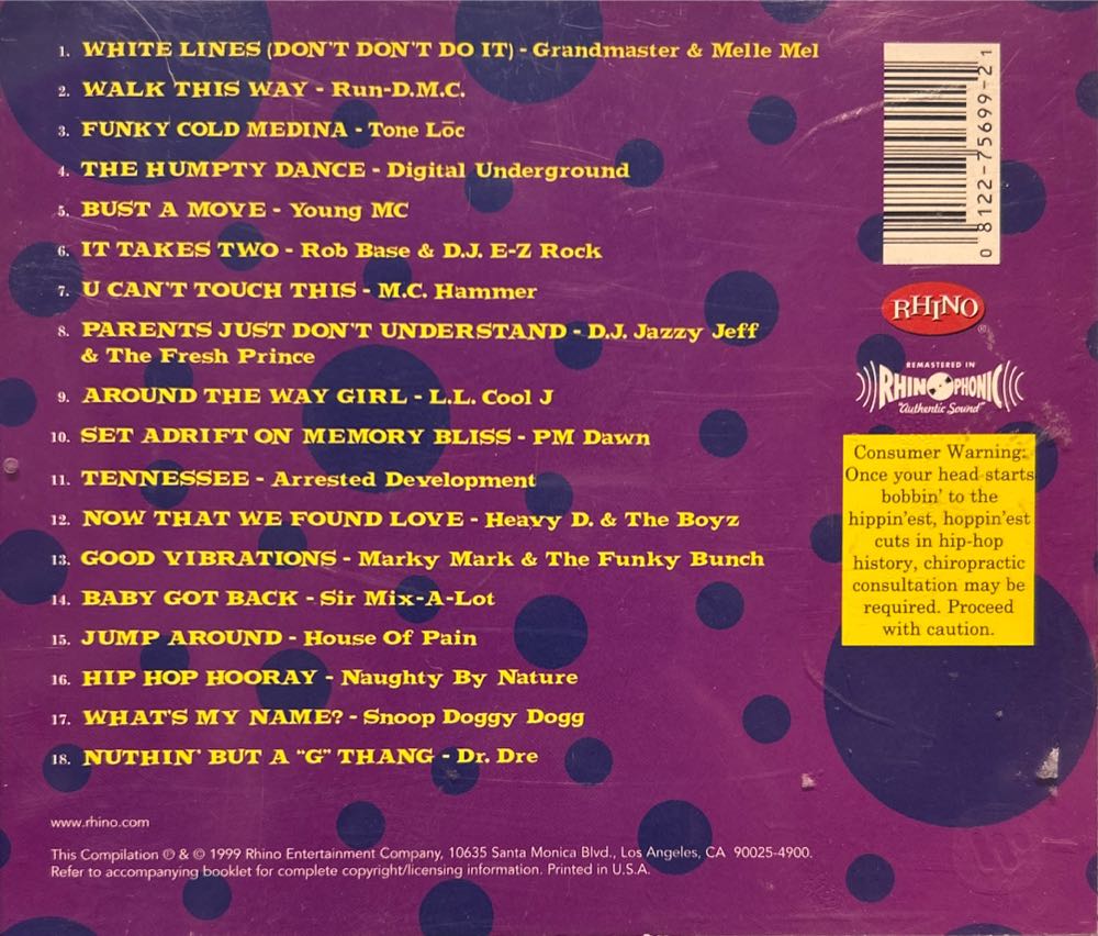 Millennium Hip-Hop Party - Various Artists (CD - 77) music collectible [Barcode 081227569921] - Main Image 2