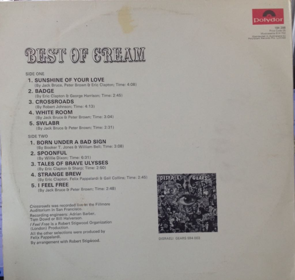 Best Of Cream - Cream (12” - 3445) music collectible - Main Image 2
