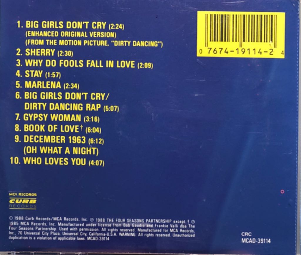 The Four Seasons Hits - Four Seasons, The (CD) music collectible [Barcode 076741911424] - Main Image 2