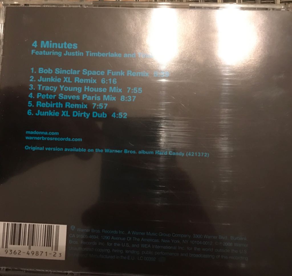 4 Minutes (Maxi Single) - Madonna & Justin Timberlake (CD) music collectible [Barcode 093624987123] - Main Image 2
