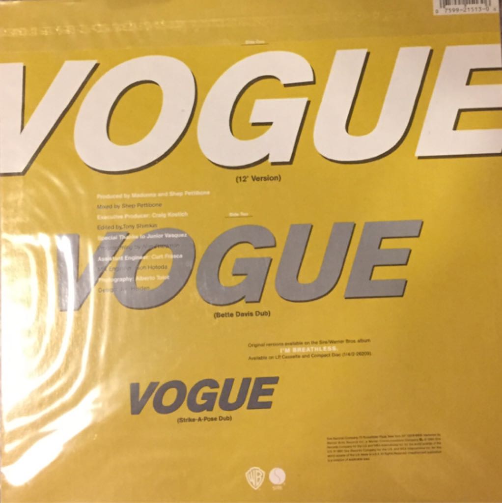 Vogue - Madonna (12” - 5) music collectible [Barcode 075992151306] - Main Image 2