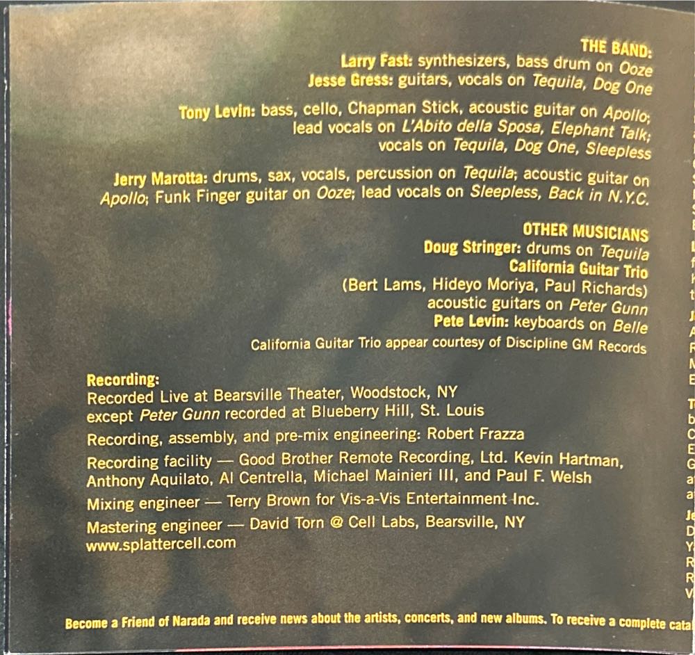 Double Espresso - Levin, Tony (CD - 112) music collectible [Barcode 724354252327] - Main Image 3