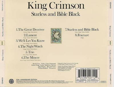 Starless And Bible Black - King Crimson (CD) music collectible [Barcode 077778677628] - Main Image 2