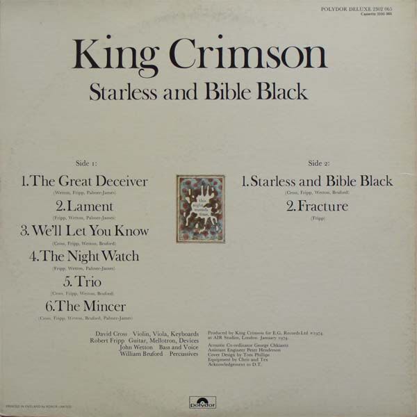 Starless And Bible Black - King Crimson (12”) music collectible - Main Image 2