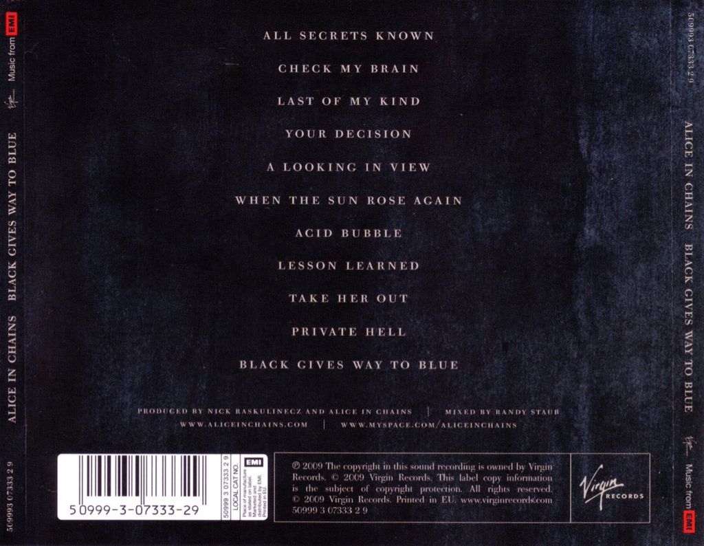 Black Gives Way To Blue - Alice In Chains (CD - 5412) music collectible [Barcode 5099930733329] - Main Image 2