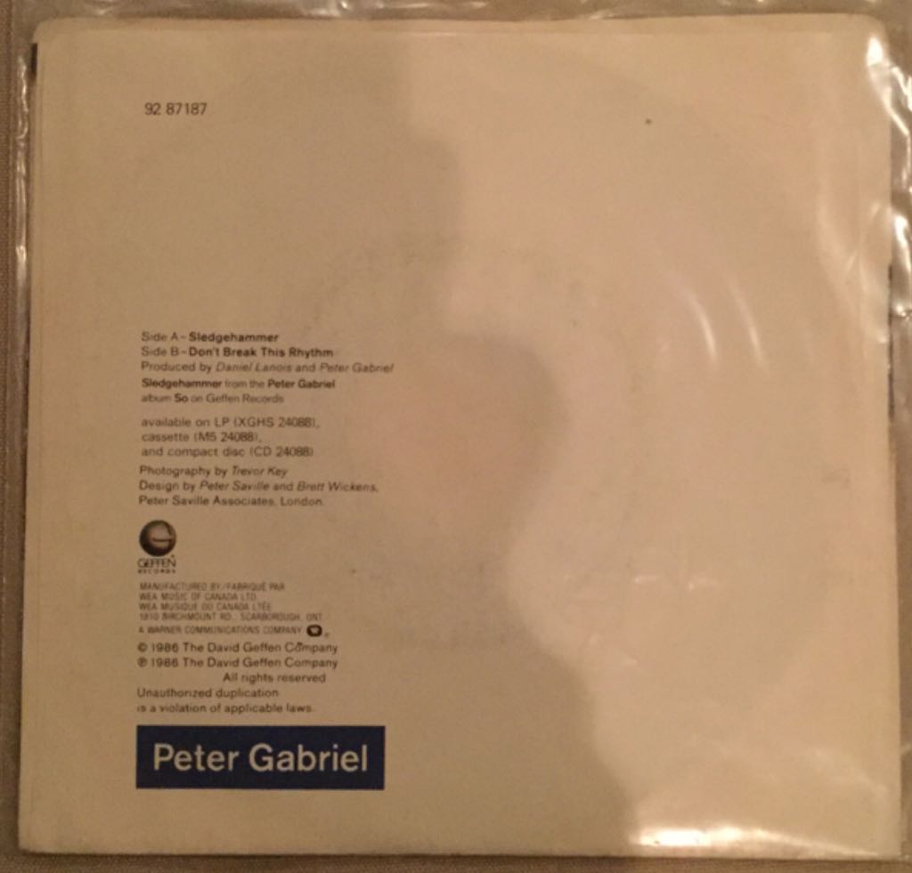 Sledgehammer - Peter Gabriel (7” - 9) music collectible - Main Image 2