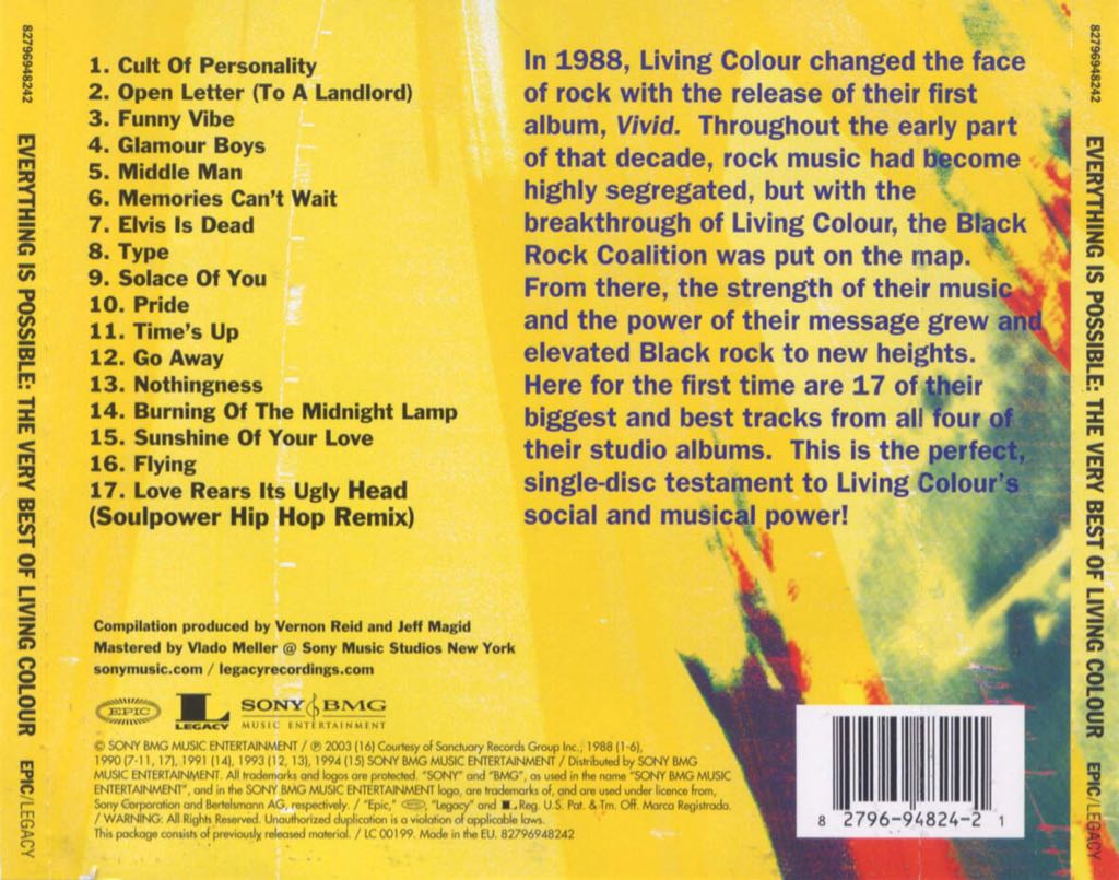 Everything Is Possible: The Very Best of Living Colour - Living Colour (CD) music collectible [Barcode 827969482421] - Main Image 2