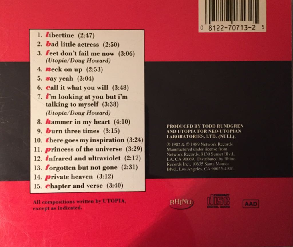 Utopia - Utopia (CD) music collectible [Barcode 081227071325] - Main Image 2