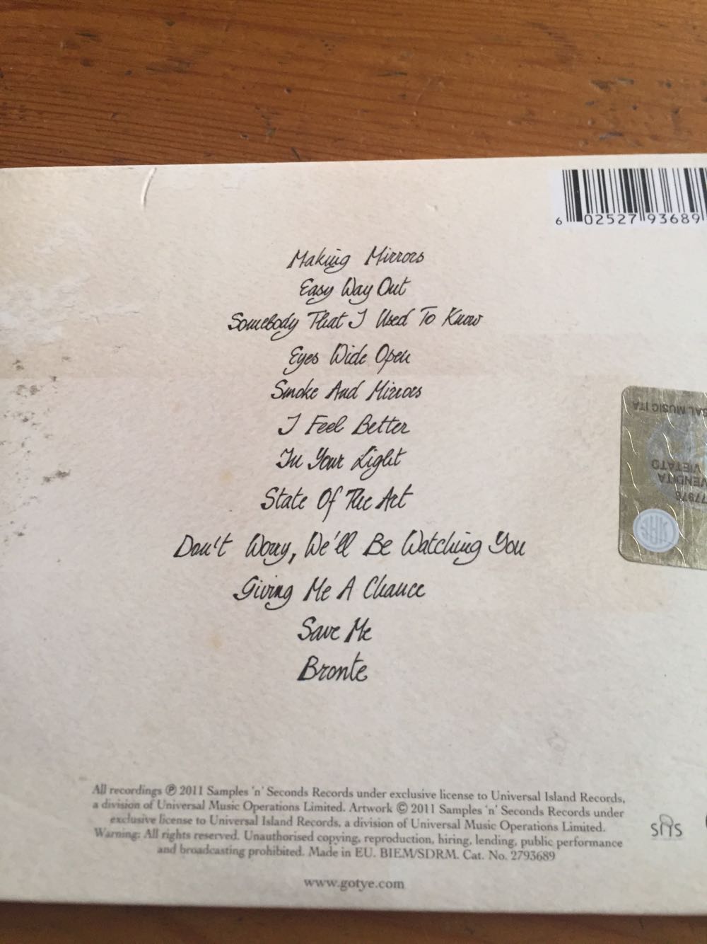 Making Mirrors - Gotye (CD) music collectible [Barcode 602527936895] - Main Image 2