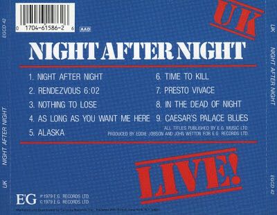 Night After Night: Live! - U.K. (CD - 42) music collectible [Barcode 017046158626] - Main Image 2
