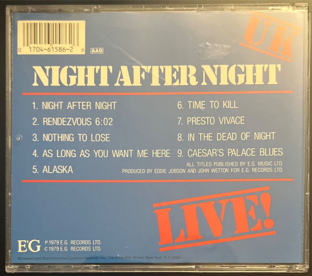 Night After Night: Live! - U.K. (CD - 42) music collectible [Barcode 017046158626] - Main Image 4