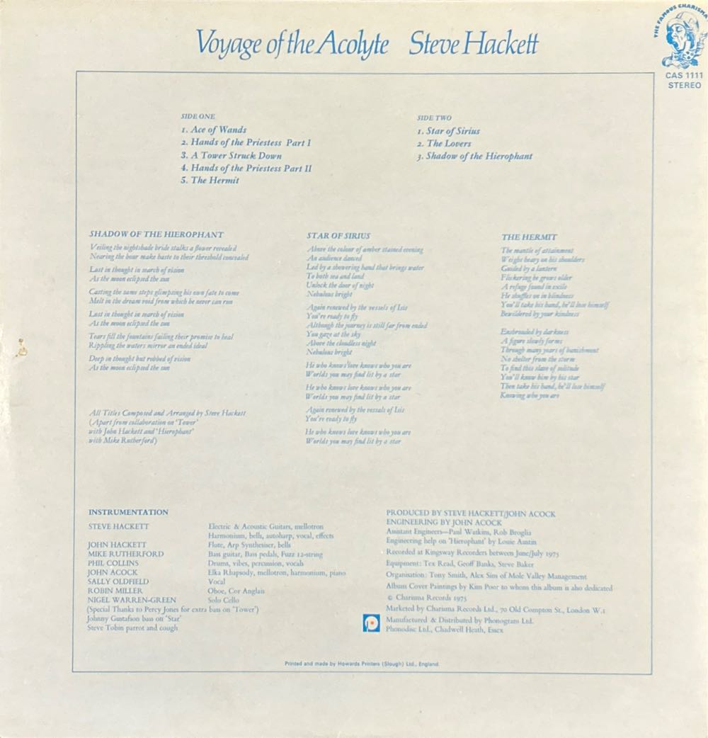 Voyage of the Acolyte - Hackett, Steve (12”) music collectible - Main Image 2