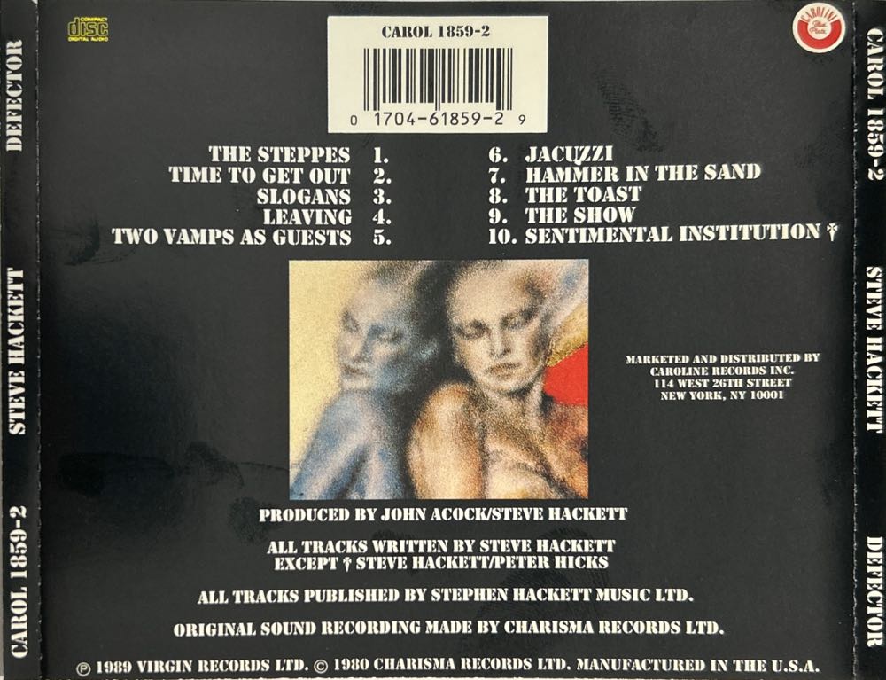 Defector - Hackett, Steve (CD - 37) music collectible [Barcode 017046185929] - Main Image 2