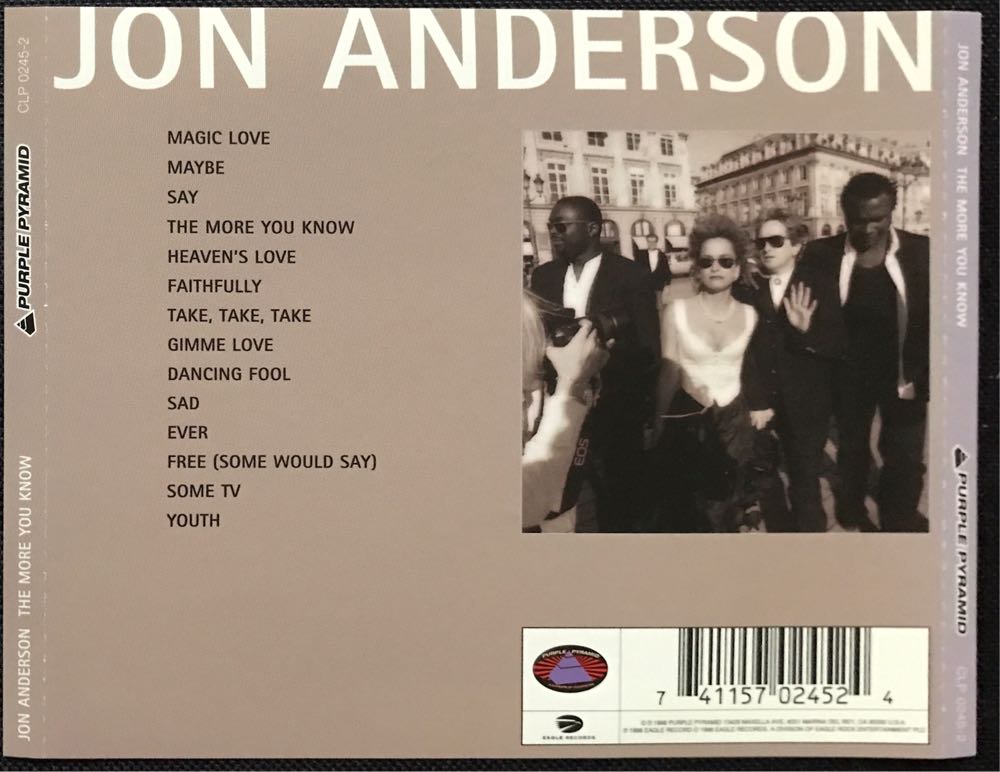 The More You Know - Anderson, Jon (CD - 55) music collectible [Barcode 741157024524] - Main Image 3