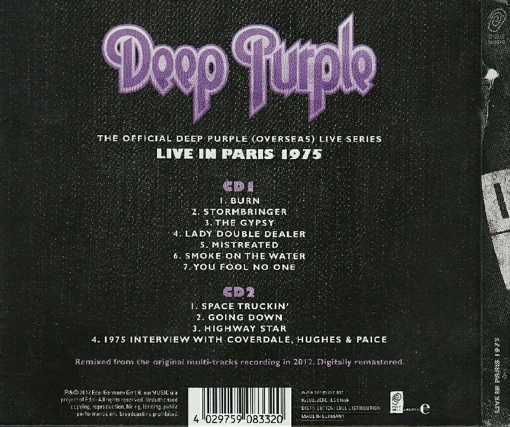 Live In Paris 1975 - Deep Purple (CD) music collectible [Barcode 826992030326] - Main Image 2