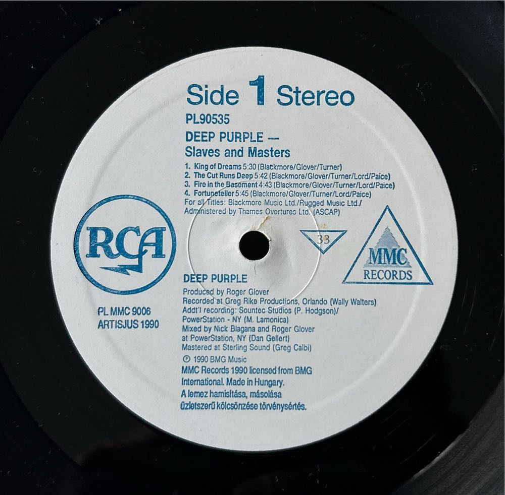 Slaves and Masters - Deep Purple (12”) music collectible - Main Image 3