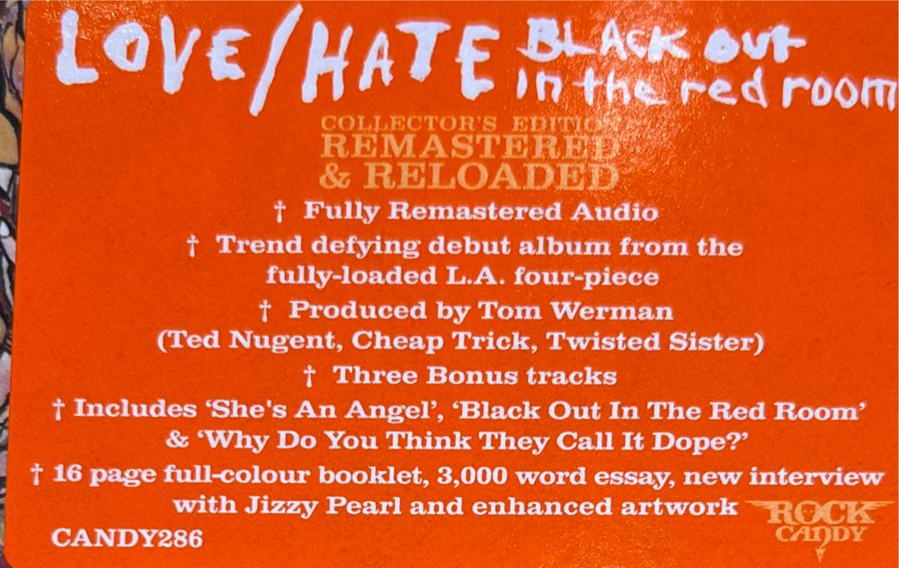 Blackout In The Red Room - Love/Hate (CD - 41) music collectible [Barcode 5055300388643] - Main Image 3
