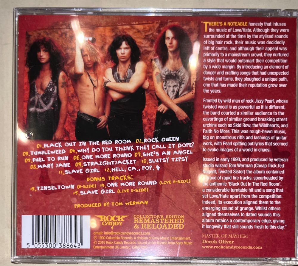 Blackout In The Red Room - Love/Hate (CD - 41) music collectible [Barcode 5055300388643] - Main Image 4