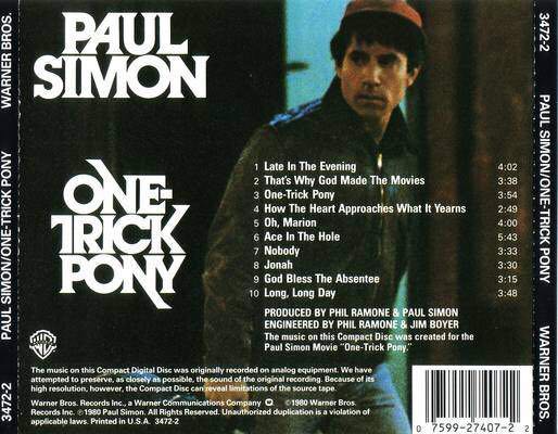 One Trick Pony - Simon, Paul (CD - 39) music collectible [Barcode 075992740722] - Main Image 2